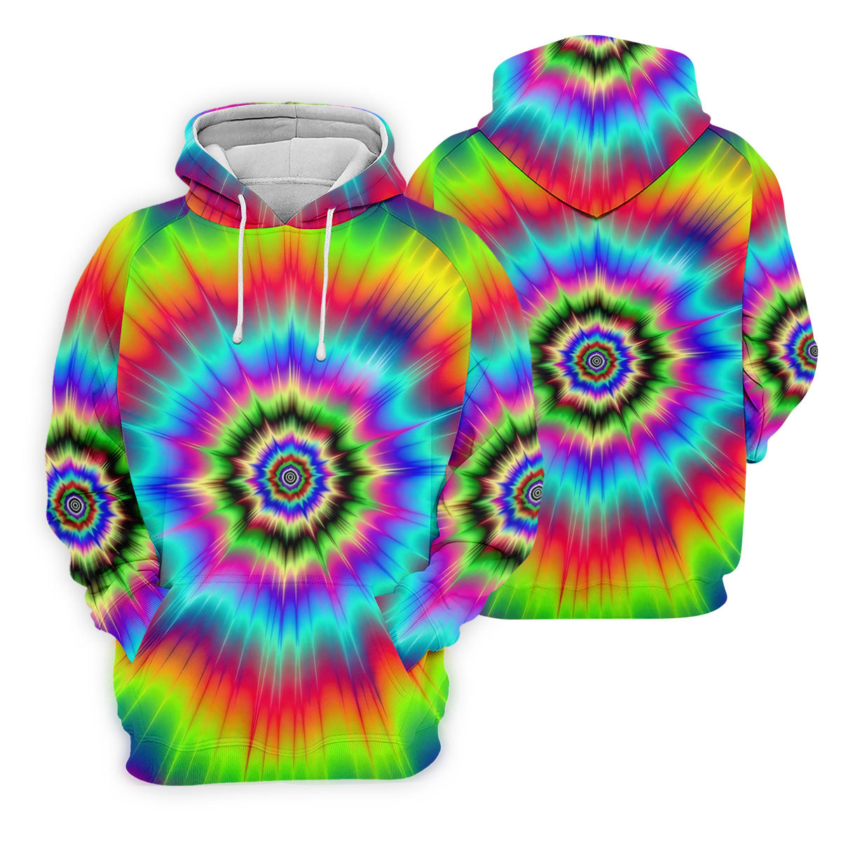 Rainbow Tie Dye Golf Shirt, Psychedelic Spiral Burst Pattern, Golf Shirt For Women