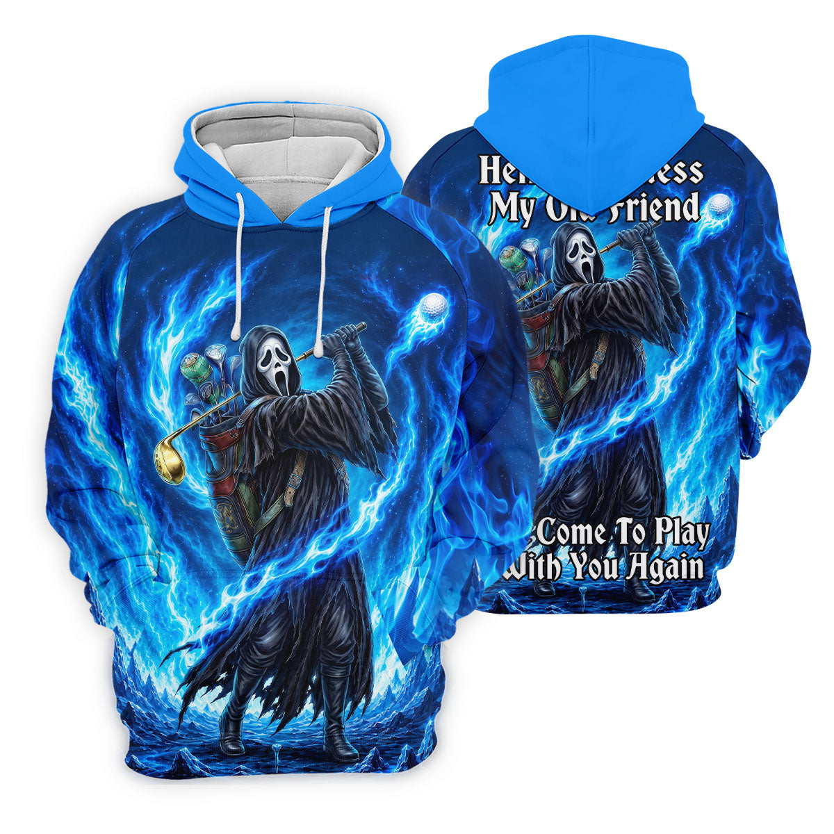Hello Darkness Flame Horror Character Polo Shirt, Mens Polo Shirts, Men's Golf Shirt