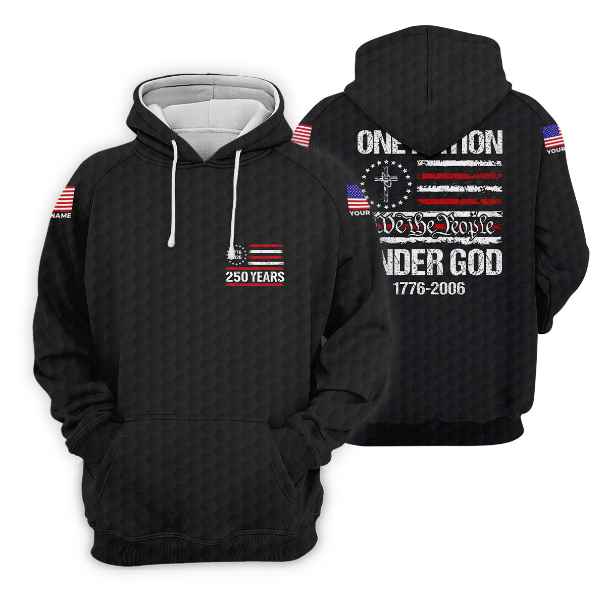 One Nation Under God We The People Black Golf Shirt, 250 Years 4th Of July Golf Shirt For Women