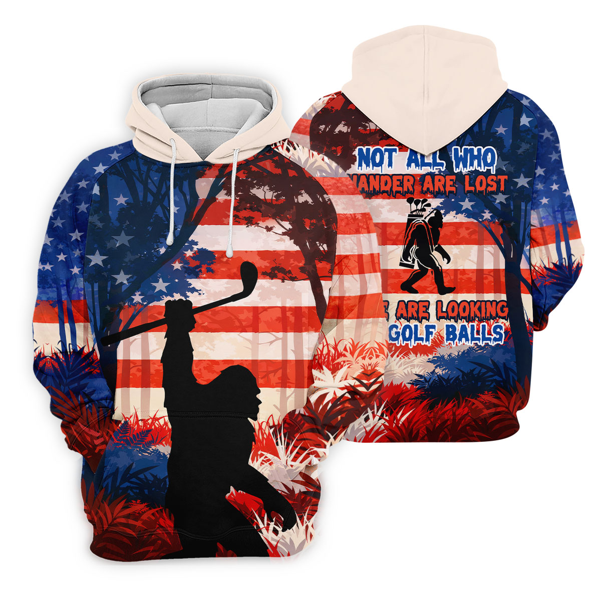 Not All Who Wander Are Lost Funny Bigfoot Golf Tops For Men, 250th Patriotic Golf Shirt, Polo Shirts For Men