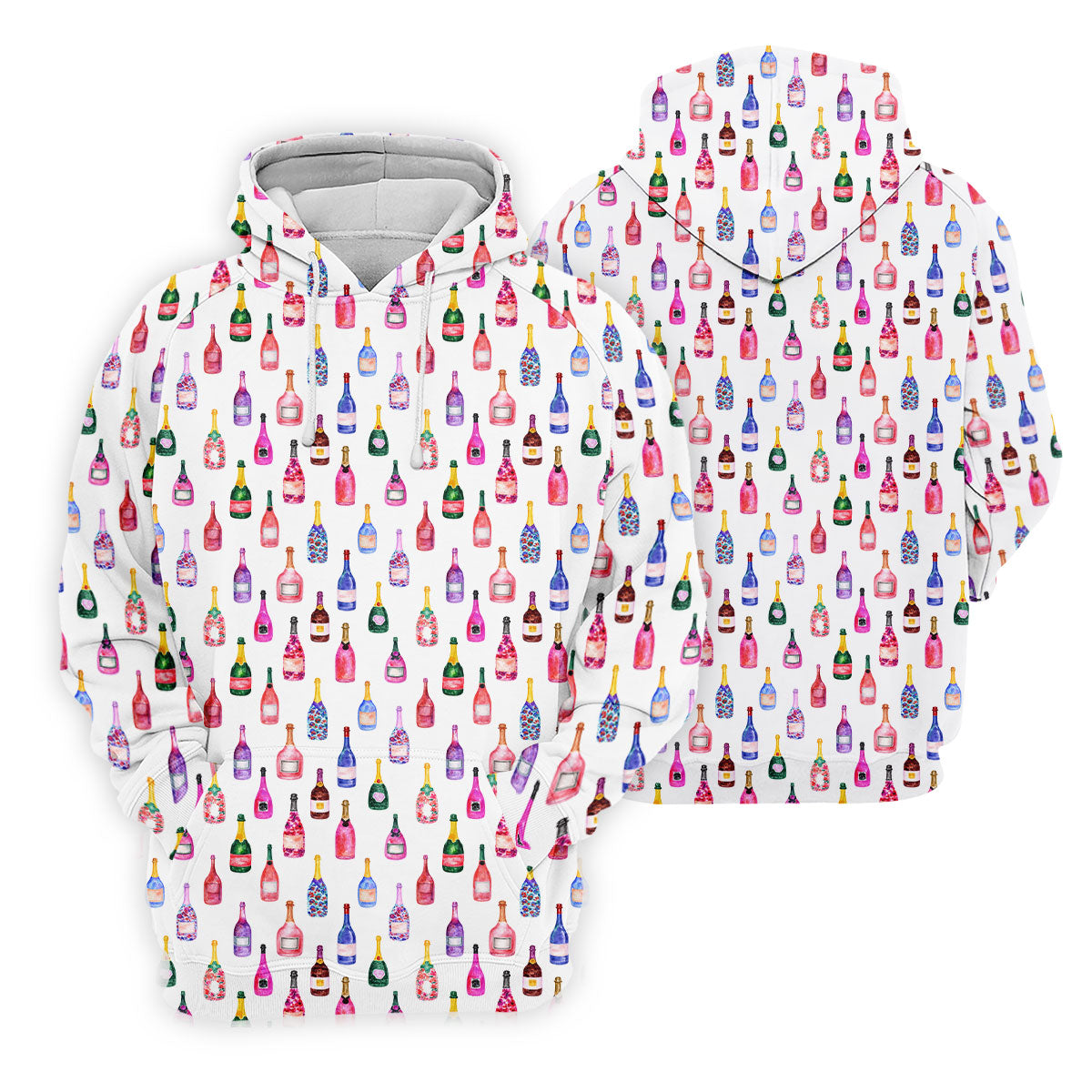 Champagne Bottles Seamless Pattern Watercolor Style Retro Golf Shirt, Ladies Golf Polos, Golf Shirt For Women