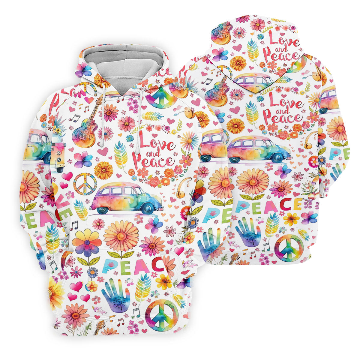 Retro Love Peace Van Floral Hawaiian Golf Shirt, Men's Golf Shirt, Printed Golf Shirts