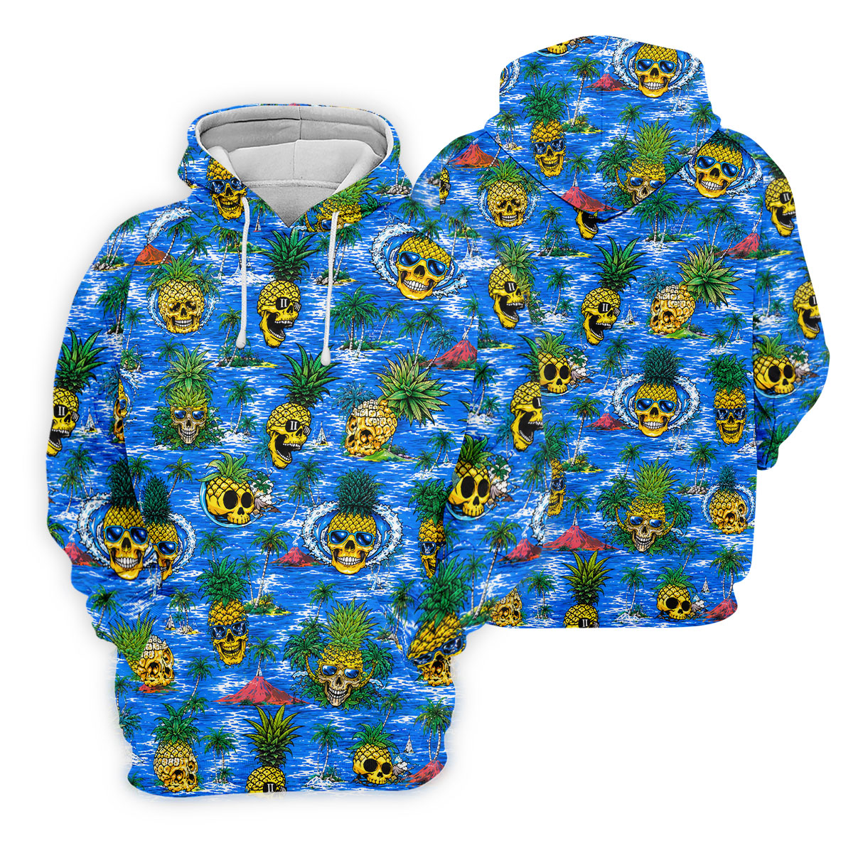 Pineapple Skull Island Ocean Hawaiian Golf Shirt, Hawaiian Golf Shirt, Golf Tops For Women
