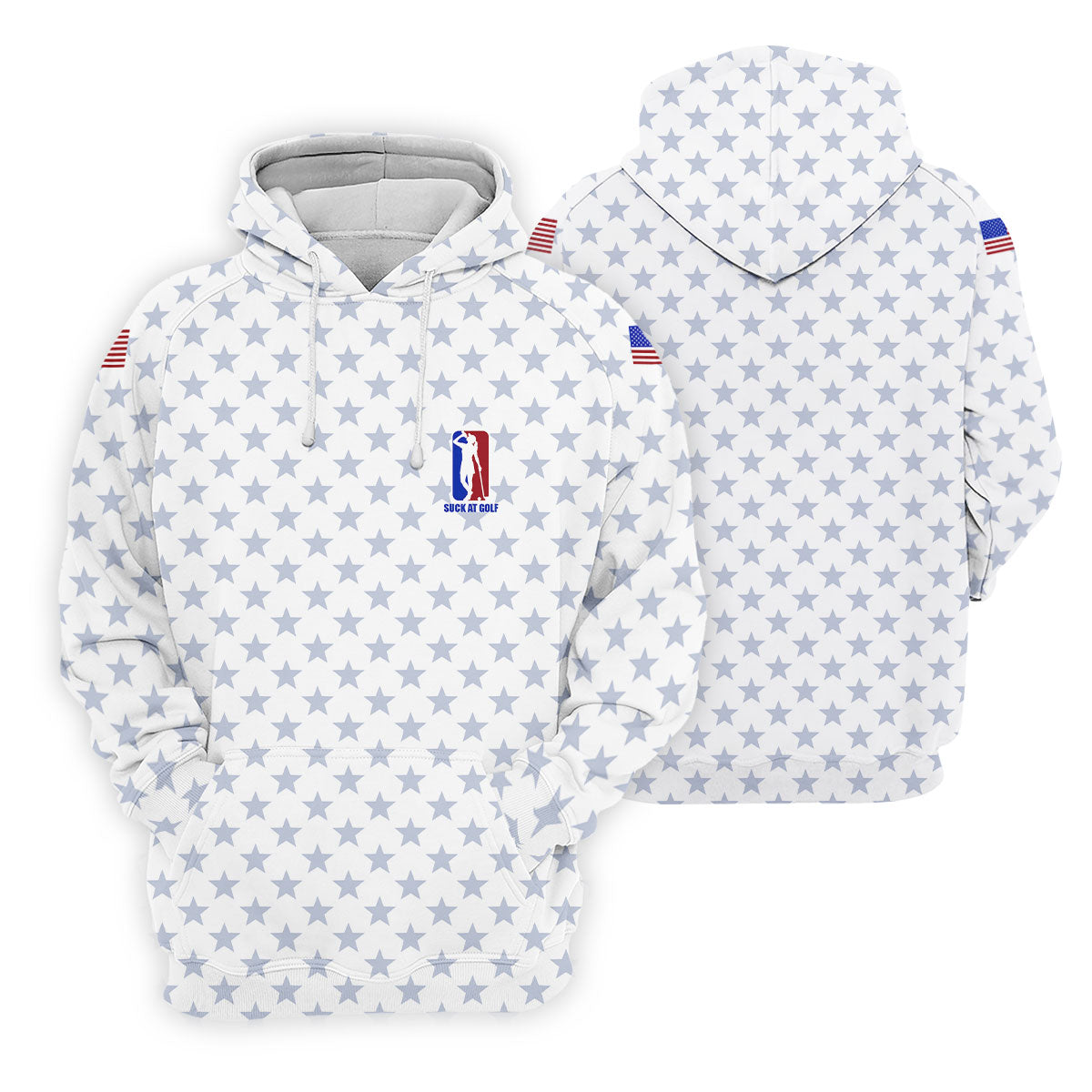 Suck At Golf Patriotic 4th Of July Stars Pattern White Golf Shirt, 250th Anniversary Golf Shirt For Women