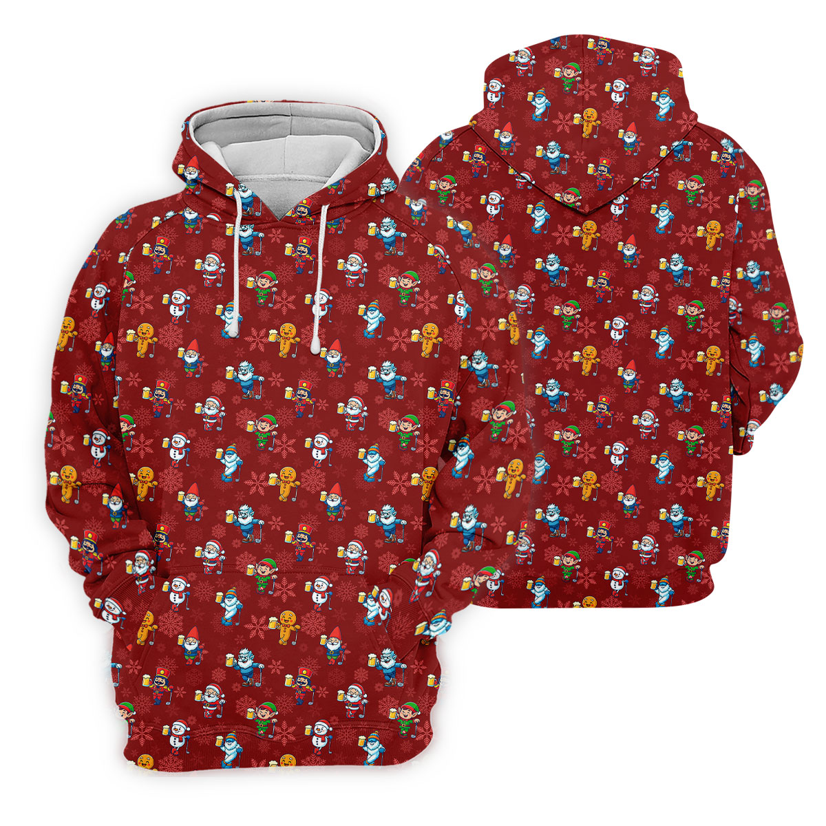 Christmas Characters Golf And Beer Red Men's Funny Golf Shirts, Christmas Golf Shirt, Polo Shirts For Men