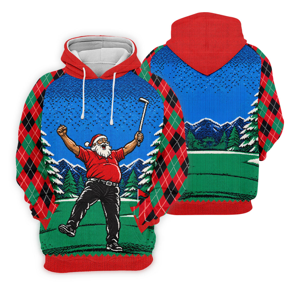 Cheering Santa Golf Scene Christmas Golf Shirt, Mens Golf Polo, Golf Shirts For Men