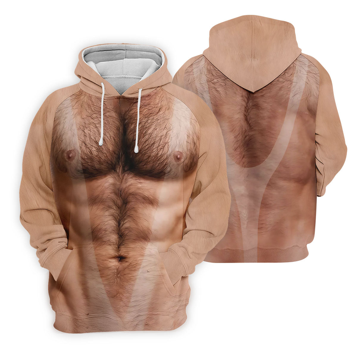 Funny Hairy Man Body Illusion Design Hawaiian Golf Shirt, Golf Shirts For Men, Polo Shirts For Men