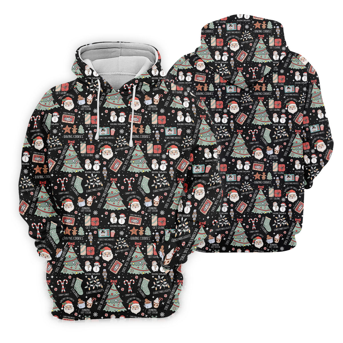 Cute Santa Claus Gift Black Women's Golf Tops, Christmas Golf Shirt, Golf Gift For Ladies