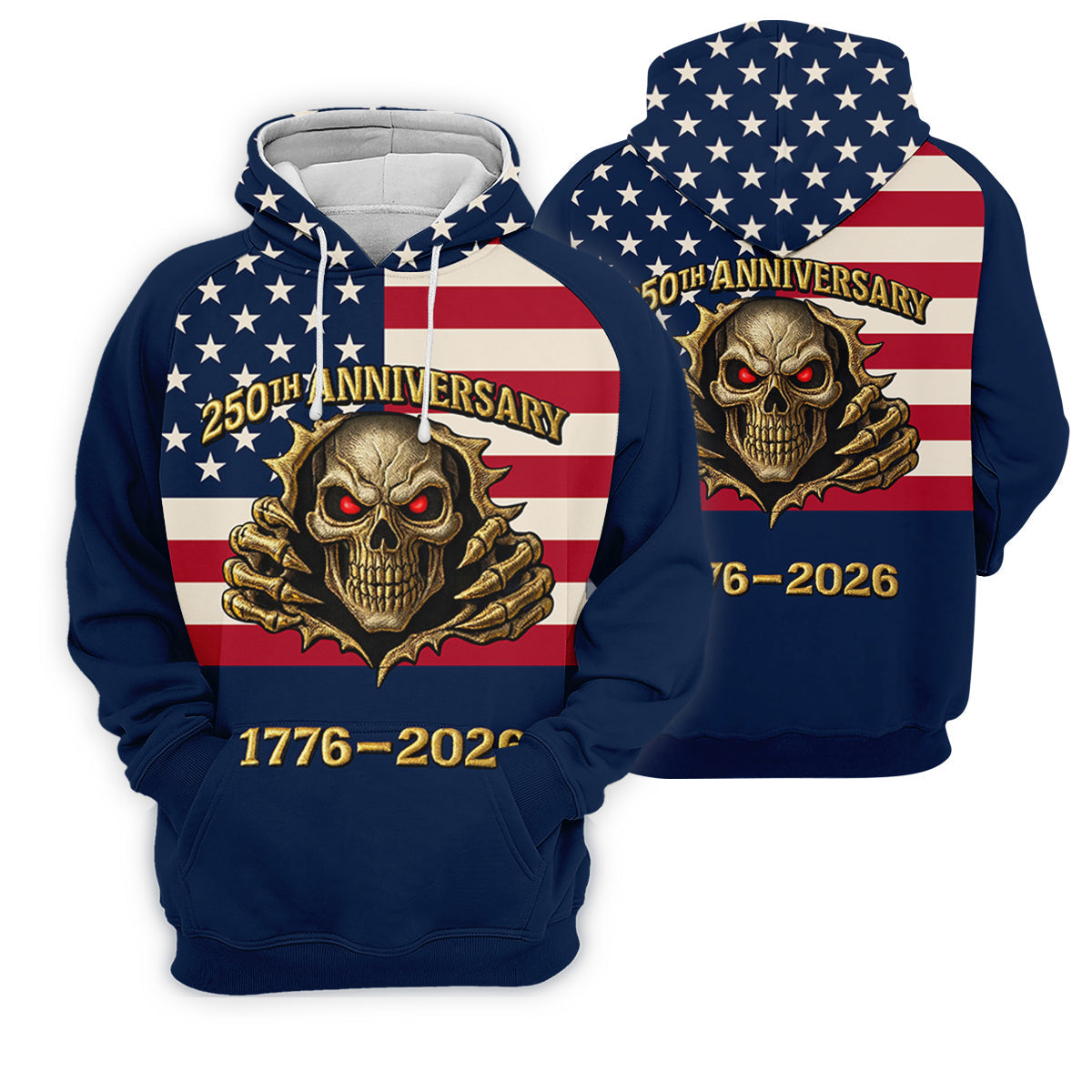 Patriotic American Flag Cool Skull 250th Anniversary Women's Golf Tops, Ladies Golf Shirts, Golf Gift For Ladies