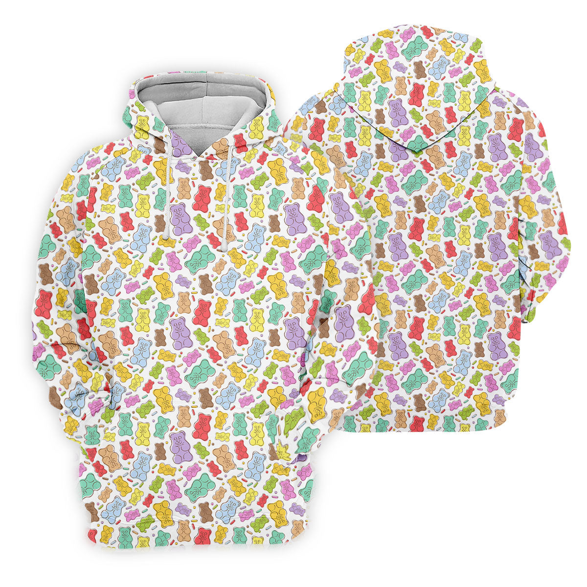 Gummy Bear Golf Shirt, Colorful Candy Pattern Men's Golf Polo, Polo Shirts For Women