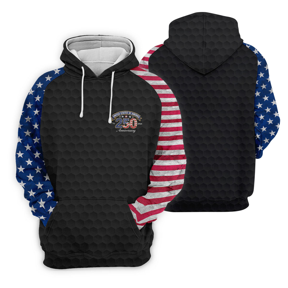250th Anniversary Golf Ball Pattern Black Golf Shirt, Patriotic 4th Of July Golf Shirt, Golf Shirt For Women