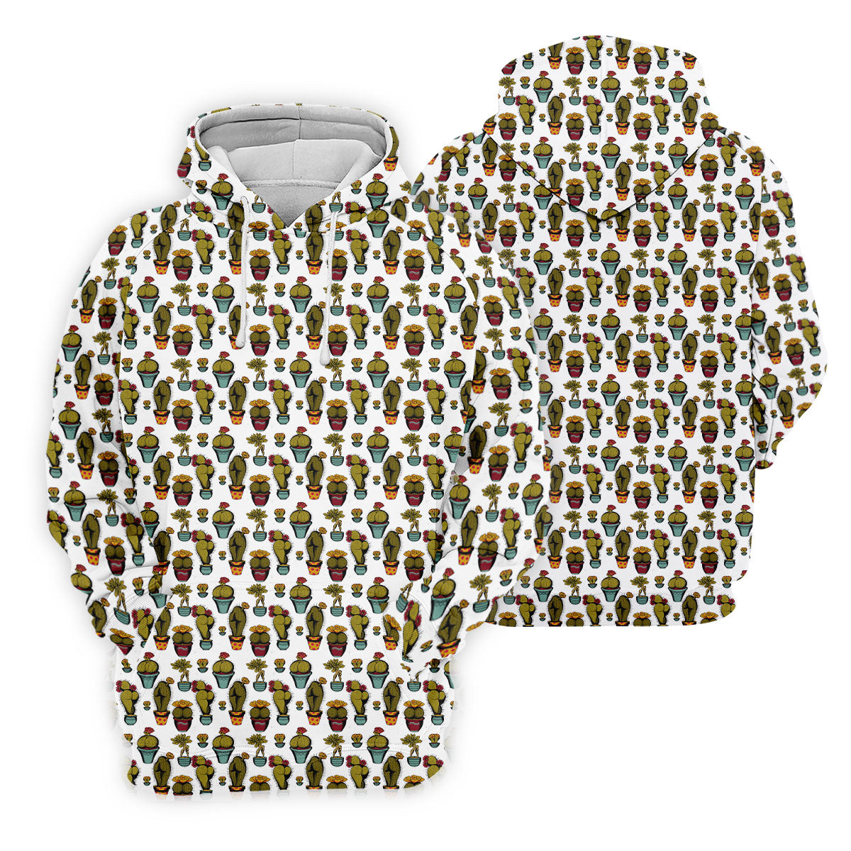 Cute Potted Cactus Pattern Golf Polo Shirt, Golf Apparel For Men, Printed Golf Shirts