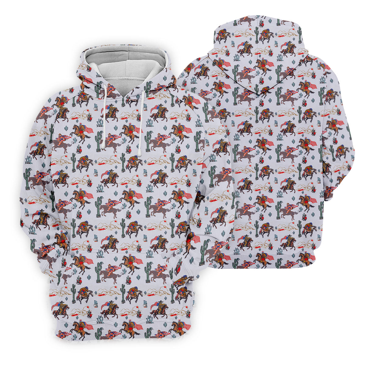 Patriotic Cowboy Horse Pattern Golf Polo Shirt, Ladies Golf Shirts, Women's Golf Polo