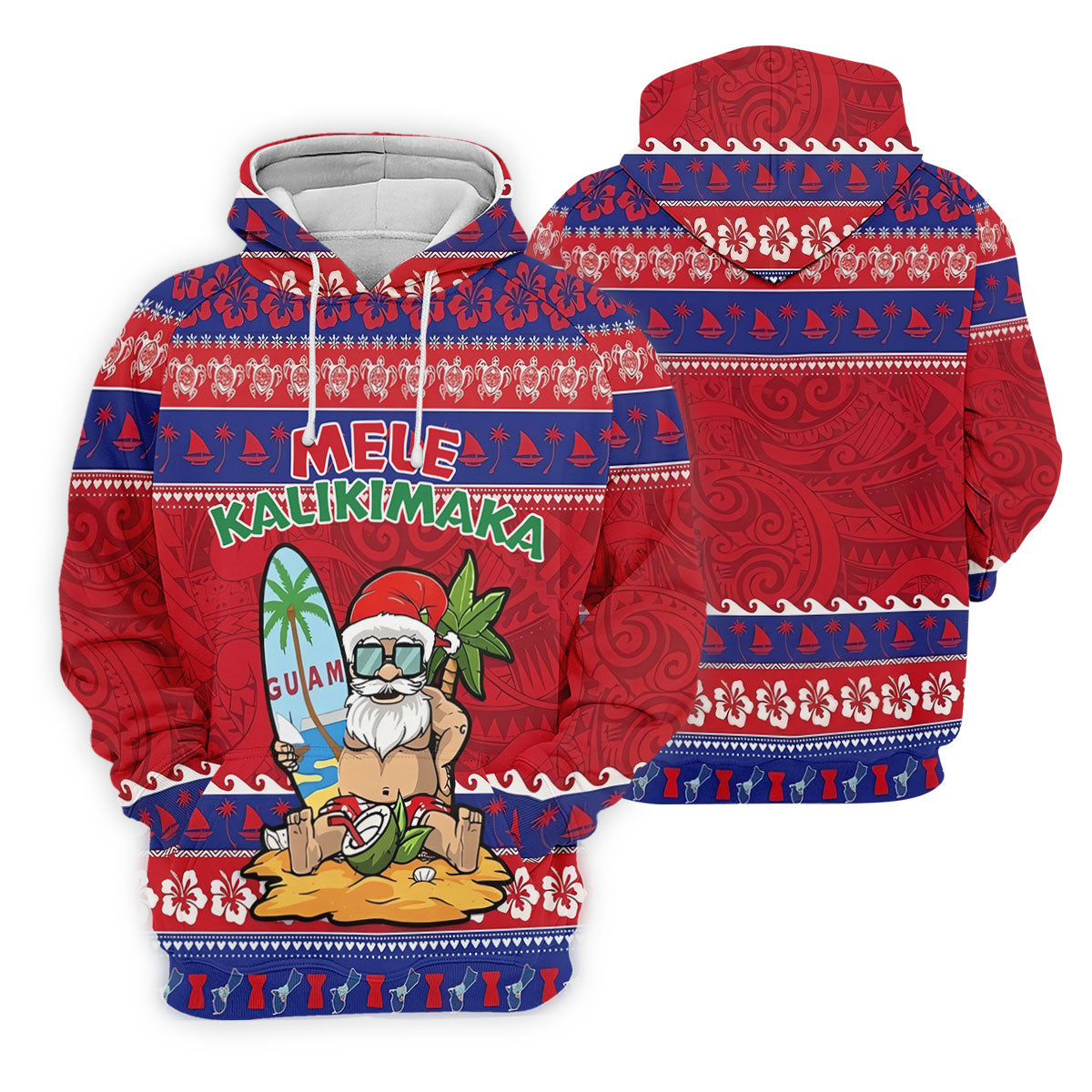 Tropical Santa Mele Kalikimaka Christmas Golf Shirt, Men's Golf Shirt, Hawaiian Golf Shirt, Printed Golf Shirts