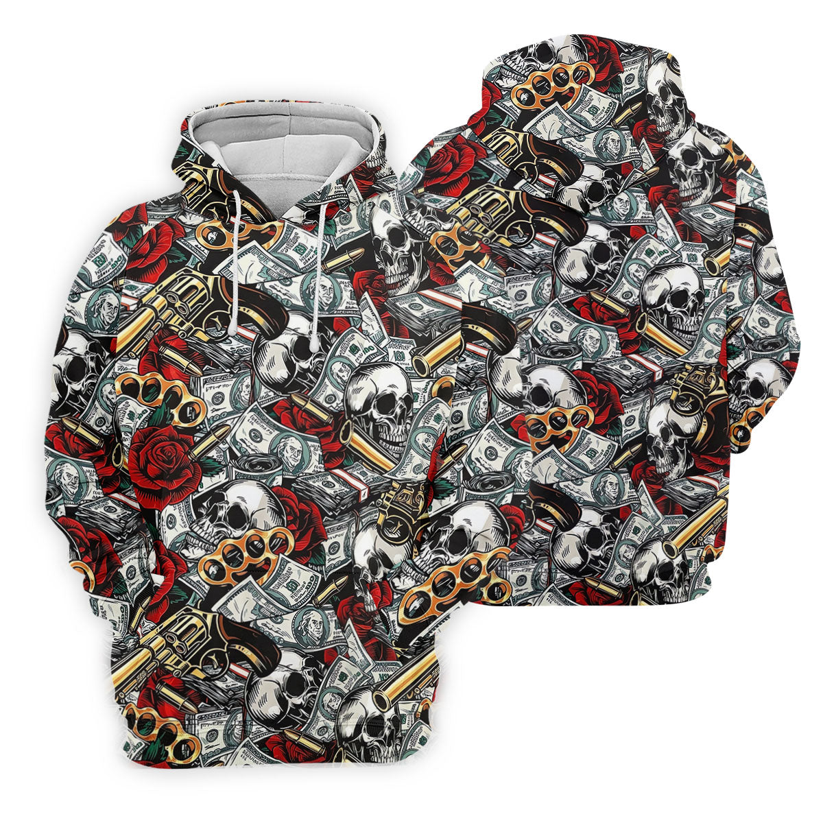 Black Skull Cash Rose Western Pattern Golf Polo Shirt, Men's Golf Shirt, Hawaiian Golf Shirt