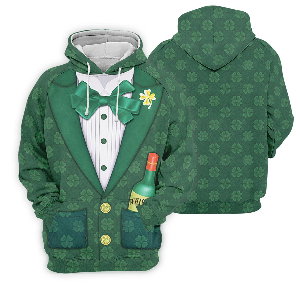 St Patrick's Day Green Shamrock Suit Whiskey Golf Print Golf Shirt, Women's Golf Tops, Ladies Golf Polos