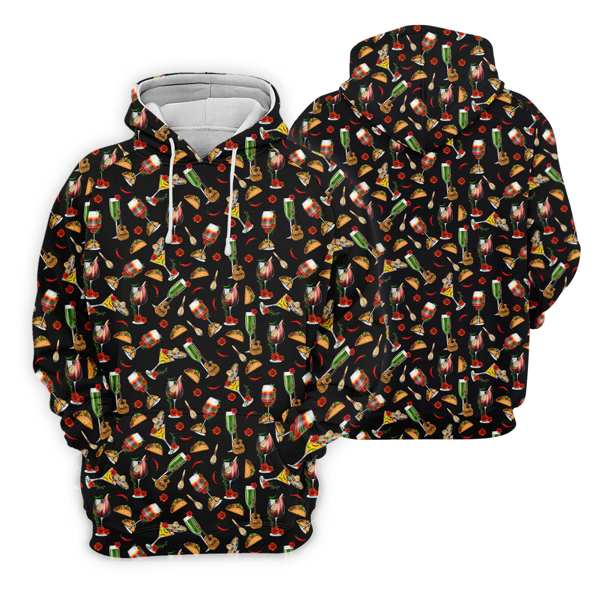 Traditional Mexican Taco And Wine Golf Tops For Men, Cinco De Mayo Celebration Golf Shirts For Men
