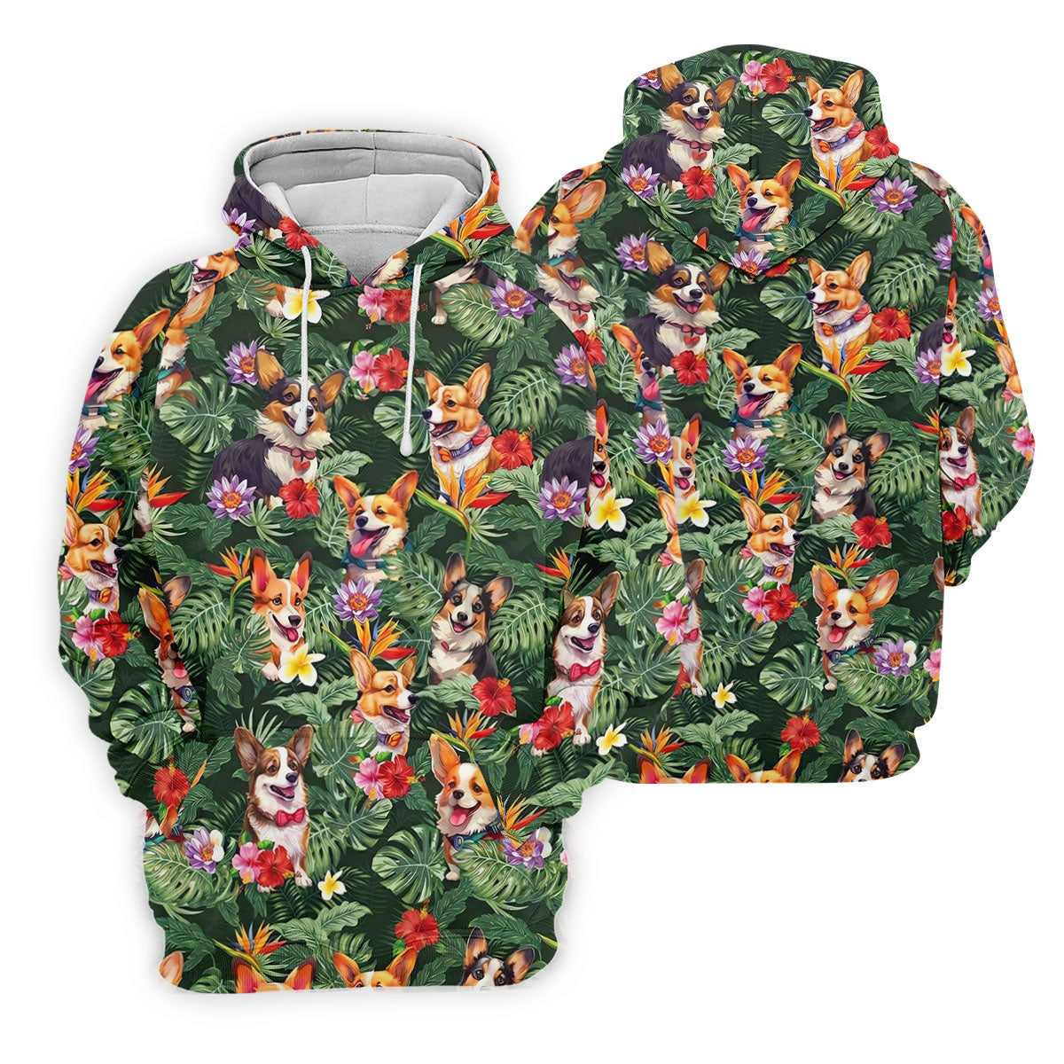 Tropical Corgi Dog Hawaiian Golf Polo Shirt, Hawaiian Golf Shirt, Golf Shirts For Men
