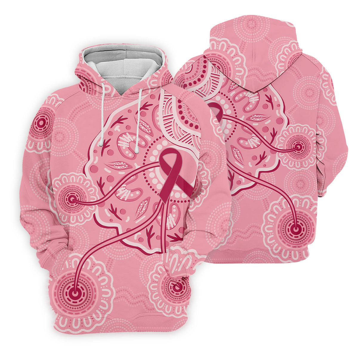 Australia Indigenous Pink Ribbon Women's Golf Shirt, Breast Cancer Awareness Shirt, Golf Shirts For Women
