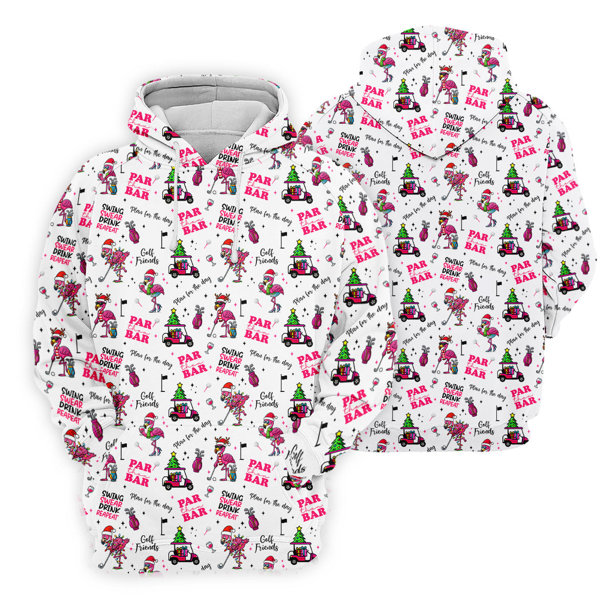 Christmas Flamingo Par Then Bar Men's Funny Golf Shirts, Christmas Golf Shirt, Polo Shirts For Men, Golf Gift For Men