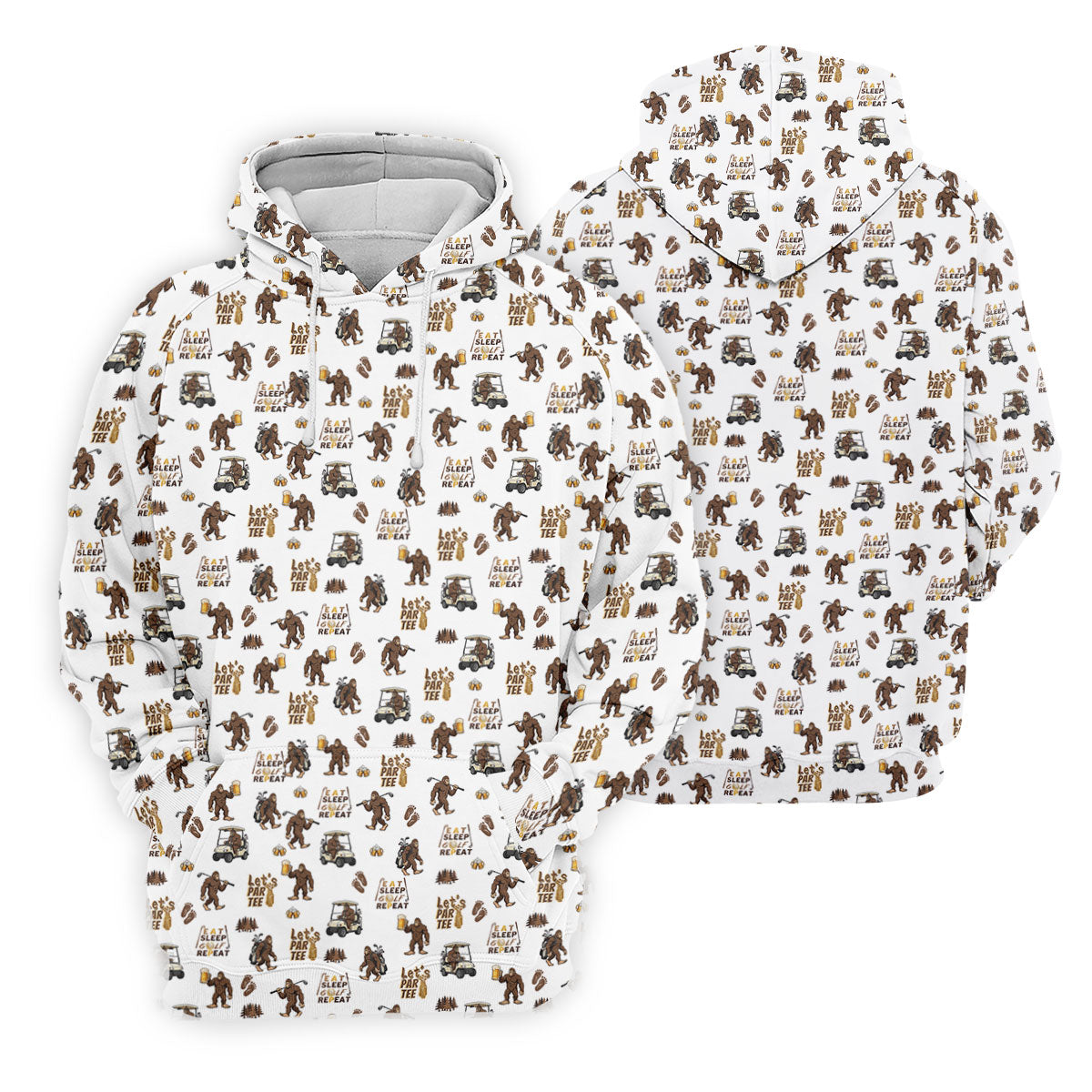 Let's Par Tee Bigfoot Golf Pattern Men's Golf Shirt, Golf Apparel For Men, Printed Golf Shirts
