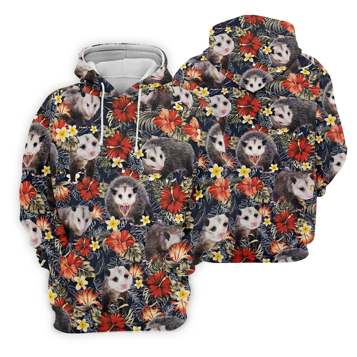 Cute Possums Hibiscus Flowers Golf Polo, Island Foliage Hawaiian Golf Shirt, Golf Tops For Women, Golfing Apparel