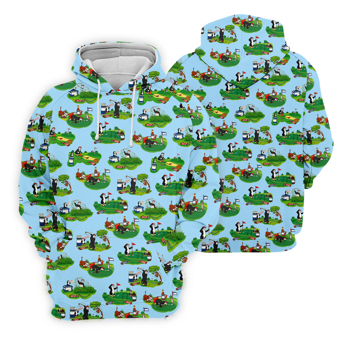 Funny Golf Gopher Cartoon Pattern Golf Polo Shirt, Men's Golf Shirt, Golf Apparel For Men