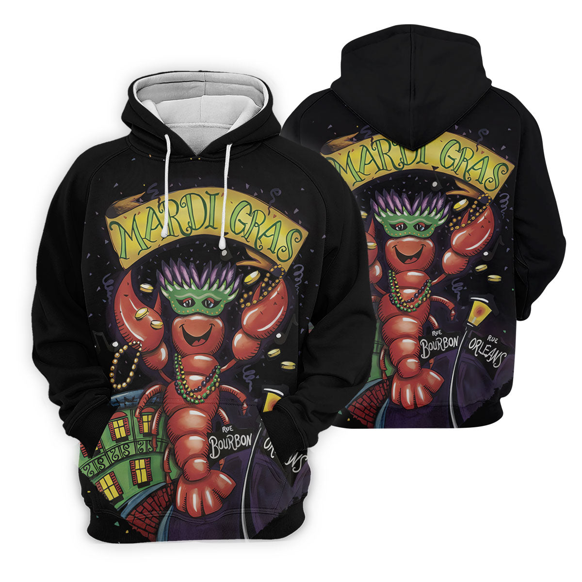 Mardi Gras Crawfish Rue Bourbon Black Golf Shirt, Women's Golf Tops, Ladies Golf Shirt
