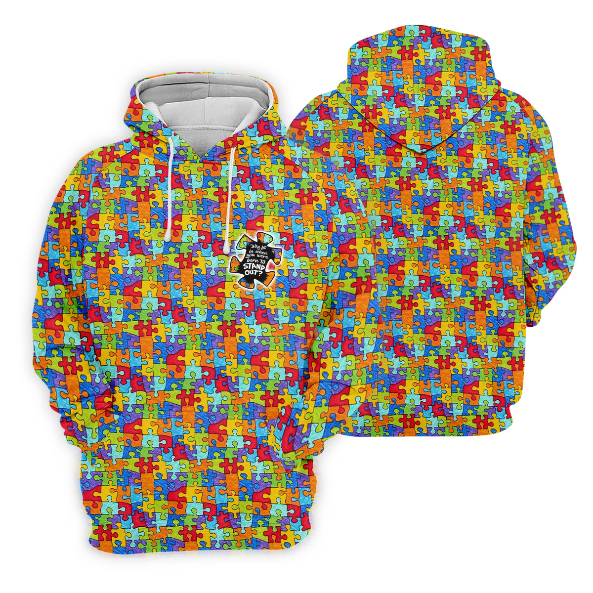 Why Fit In When You Were Born To Stand Out Autism Puzzle Golf Tops For Men, Golf Shirts For Men