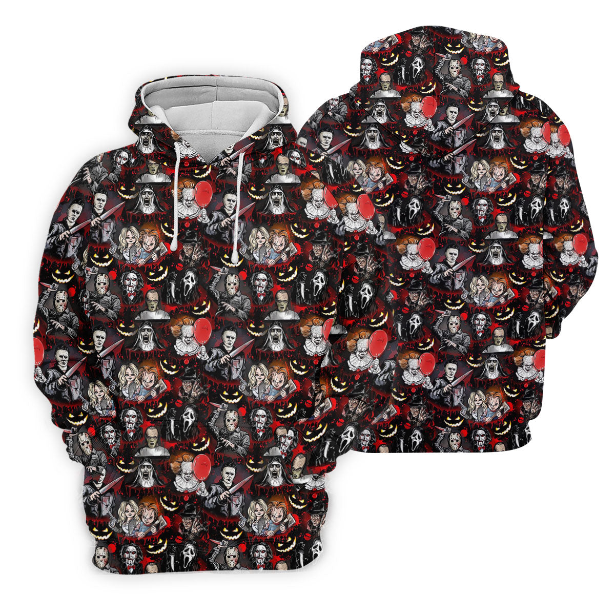 Horror Character Halloween Pattern Golf Polo Shirt, Mens Golf Shirts, Hawaiian Golf Shirt