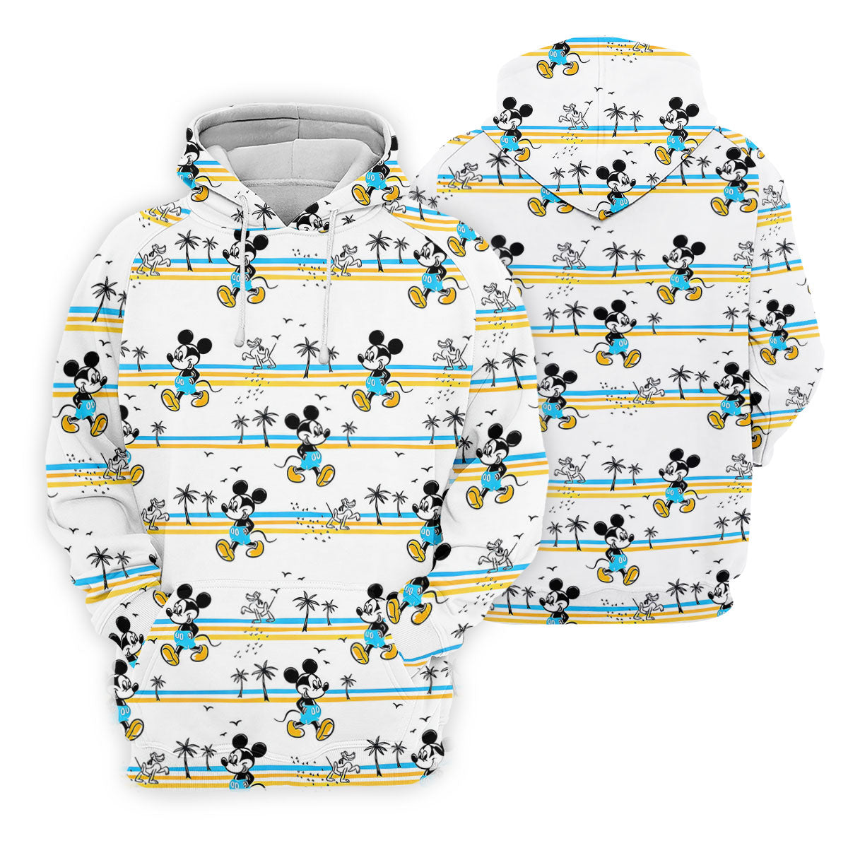 Retro Beach Stripe Cartoon Golf Polo Shirt, Women's Golf Tops, Ladies Golf Tops