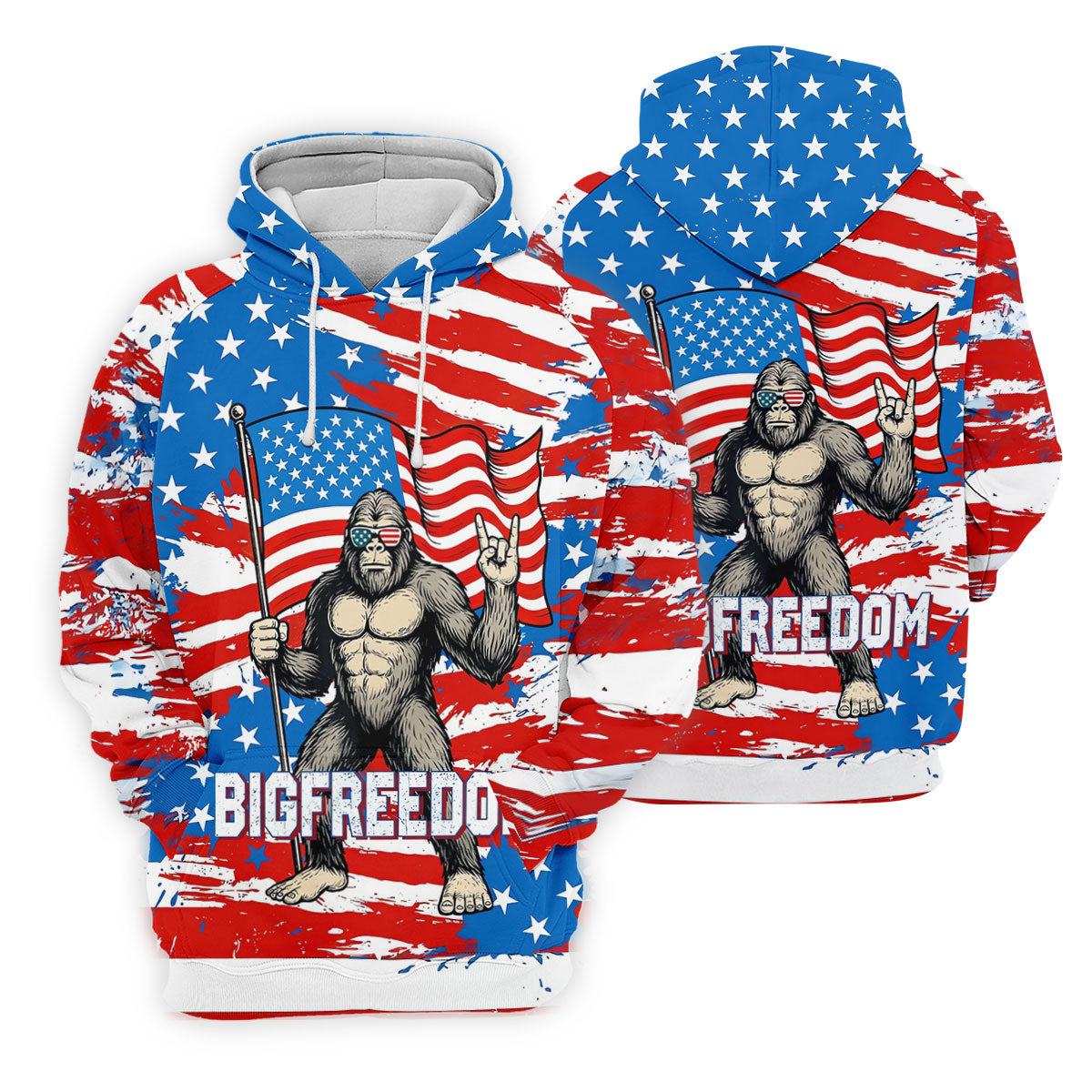 Bigfreedom Red White Blue Patriotic Bigfoot 4th Of July Golf Shirt, 250 Years Golf Shirts For Men