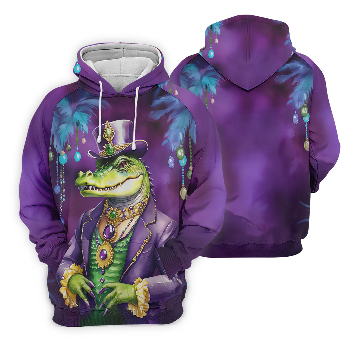Mardi Gras Alligator Purple Golf Shirt, Fun Women's Golf Shirts, Women's Golf Tops, Ladies Golf Polos