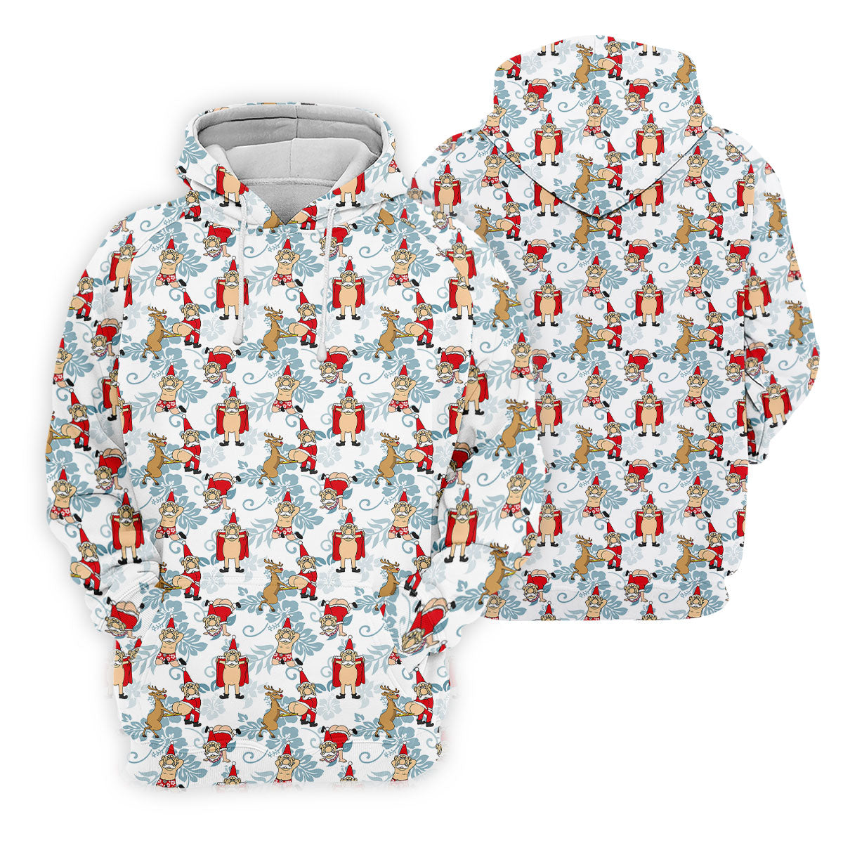 Funny Santa Reindeer Christmas Hawaiian Polo Shirt, Mens Golf Polo, Golf Shirts For Men