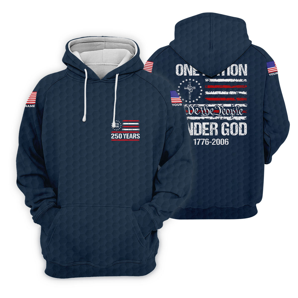One Nation Under God We The People Navy Golf Shirt, 250 Years 4th Of July Golf Shirts For Men