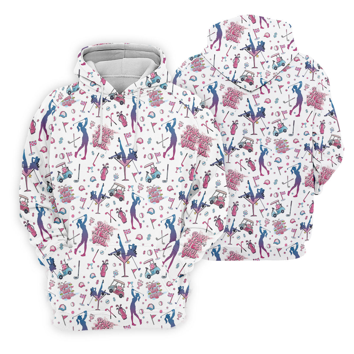 Funny Par Tee Girl Golfer Pattern Golf Polo Shirt, Ladies Golf Shirts, Golf Tops For Women
