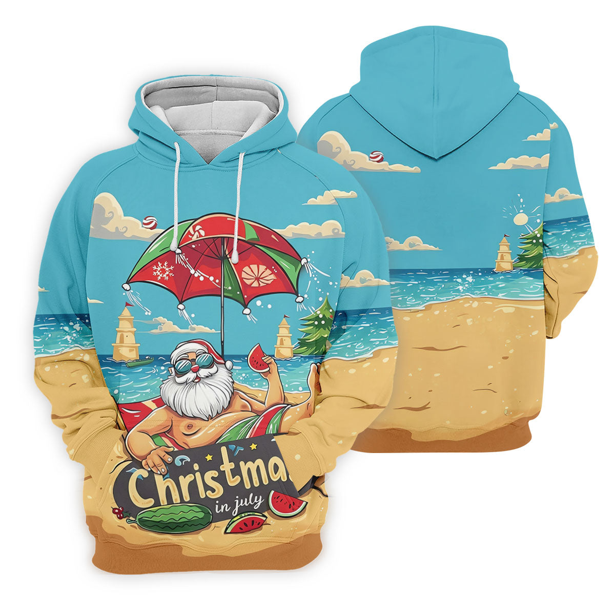 Christmas In July Santa Beach Christmas Golf Shirt, Women's Golf Tops, Hawaiian Golf Shirt, Printed Golf Shirt