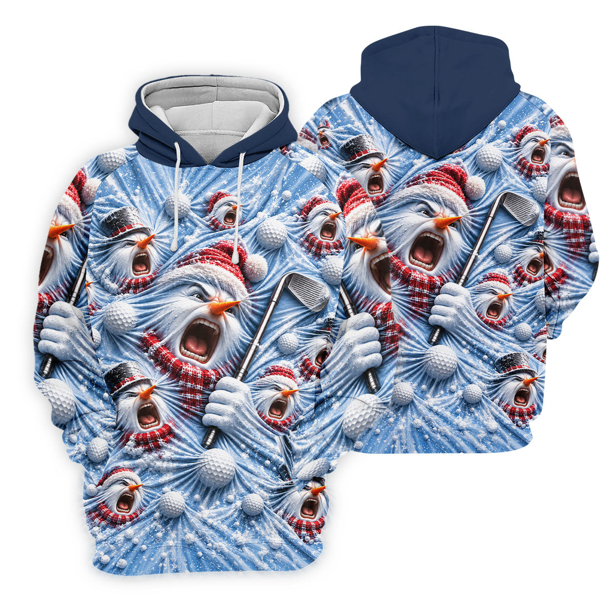 Christmas Screaming Snowmen Polo Shirt, Christmas Golf Shirt For Men, Mens Golf Polo