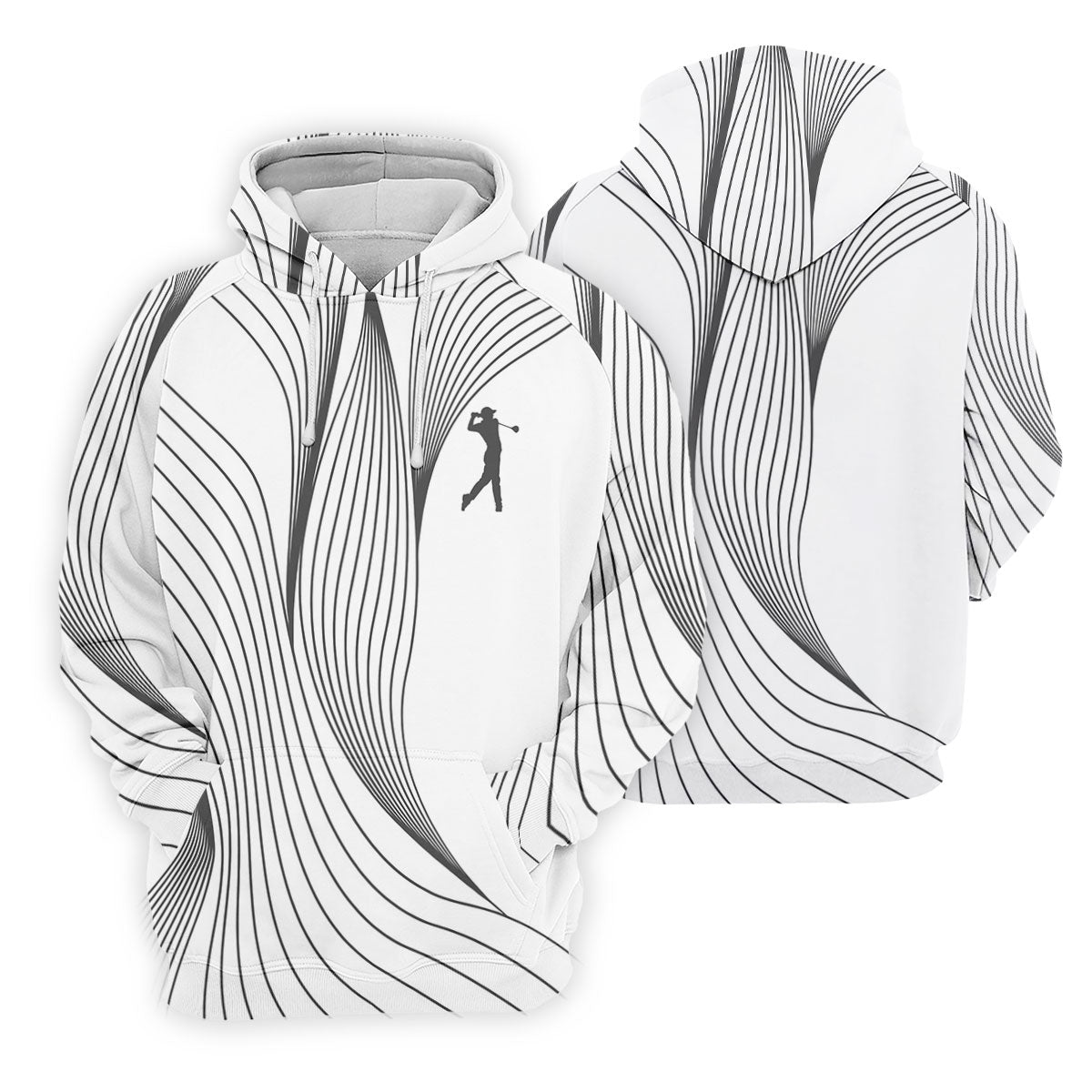 Geometric Line Wavy Line Black And White Women's Golf Tops, Ladies Golf Shirts, Women's Polo Shirt