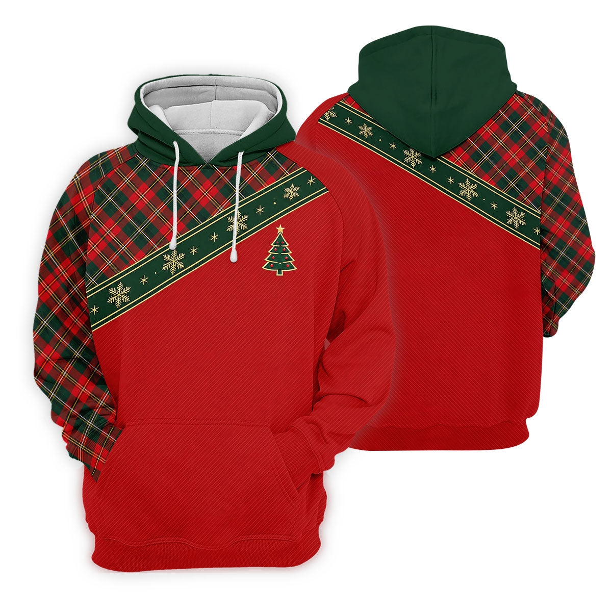 Red Plaid Snowflake Tree Christmas Golf Shirt, Mens Golf Polo, Golf Shirts For Men