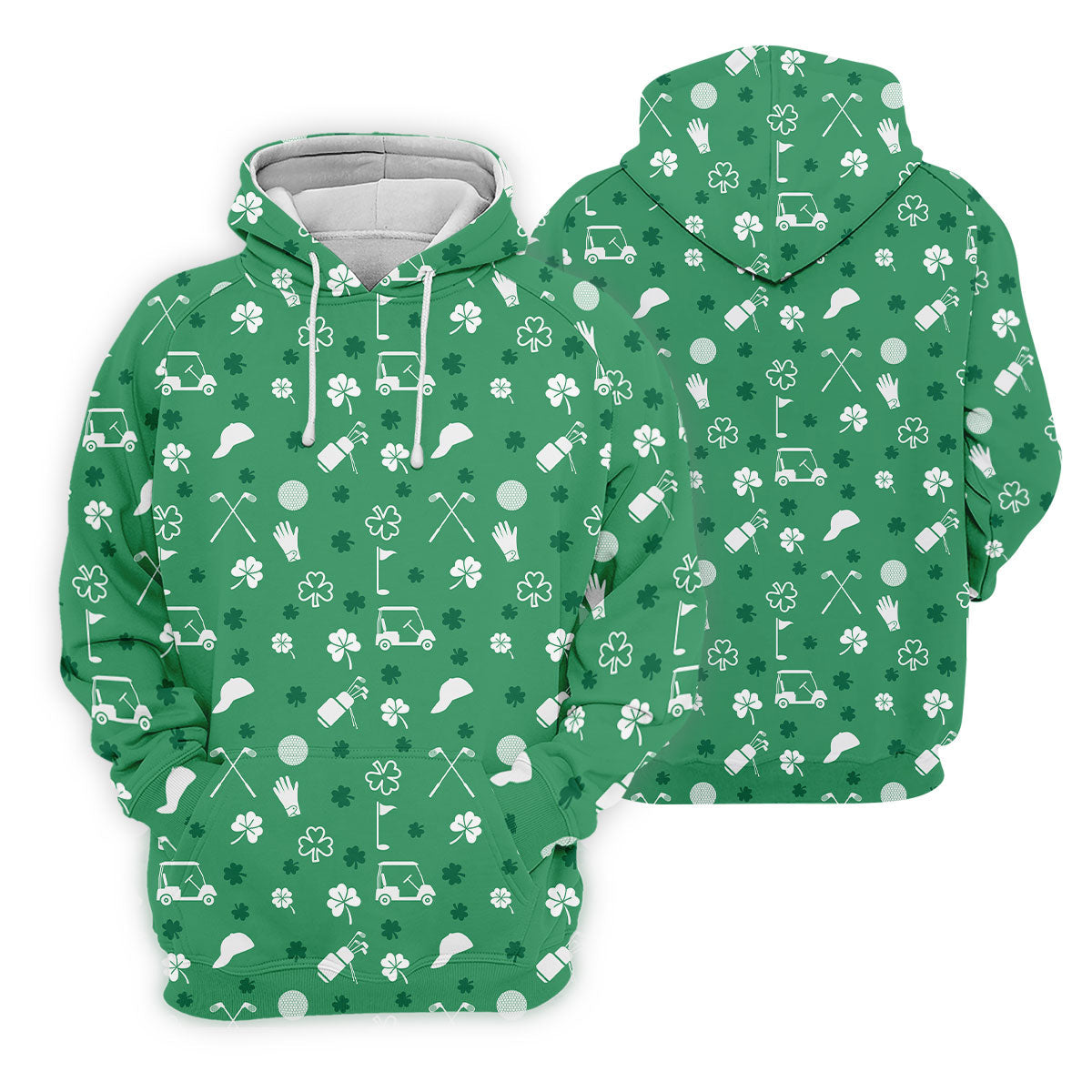 Golf Items Seamless Pattern St. Patrick’s Day Shamrock Golf Shirt, Women's Golf Tops, Ladies Golf Polos