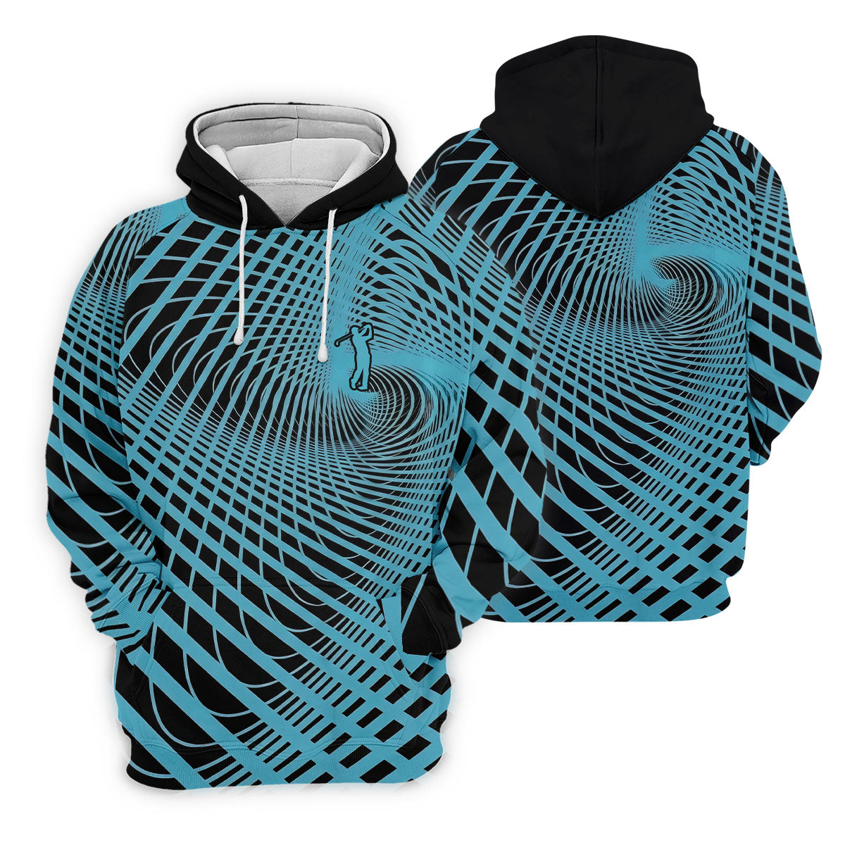 Swirling Vortex Black And Light Blue Women's Golf Tops, Ladies Golf Shirts, Ladies Golf Polos