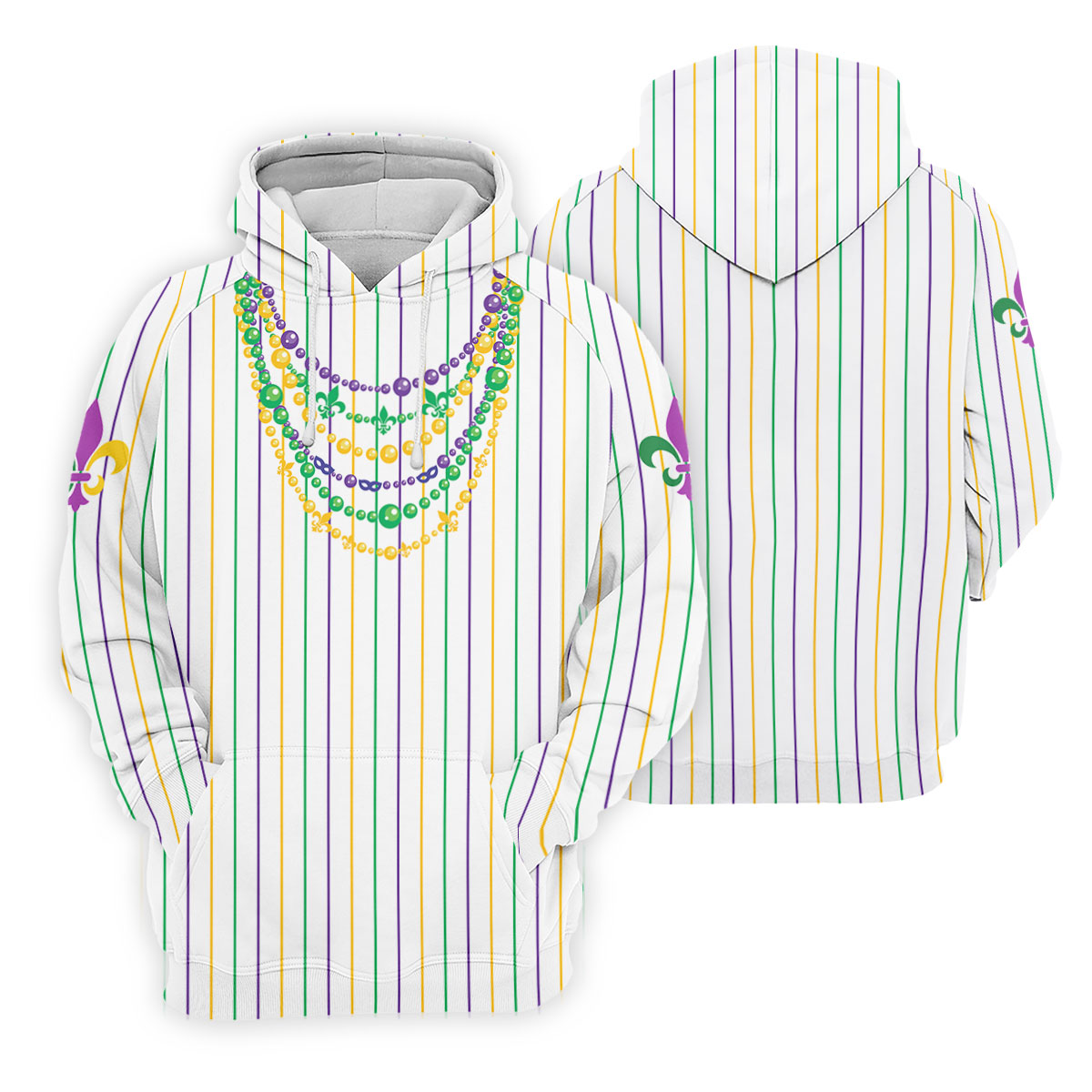 Mardi Gras Beads Necklaces Print White Golf Shirt, Women's Golf Shirts, Ladies Golf Polos, Golf Shirt For Women