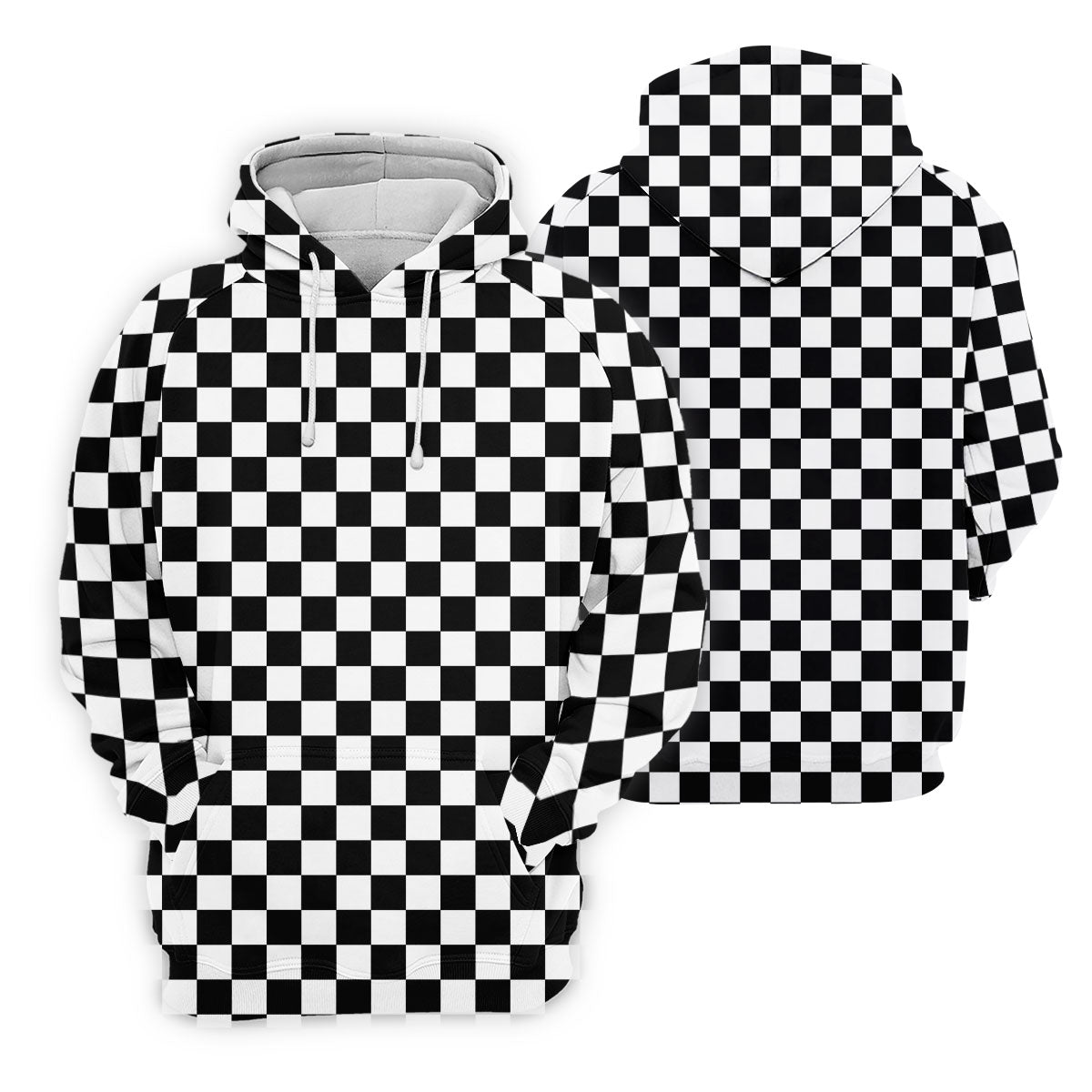 Black White Checkerboard Racing Pattern Golf Shirt, Men's Golf Shirt, Golf Polo Shirts For Men, Printed Golf Shirts