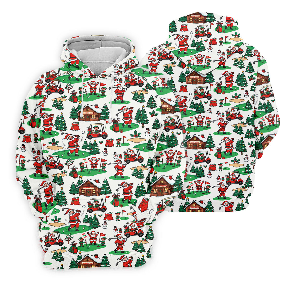 Santa Golf Cart And Elves Christmas Golf Shirt, Mens Golf Polo, Golf Shirts For Men