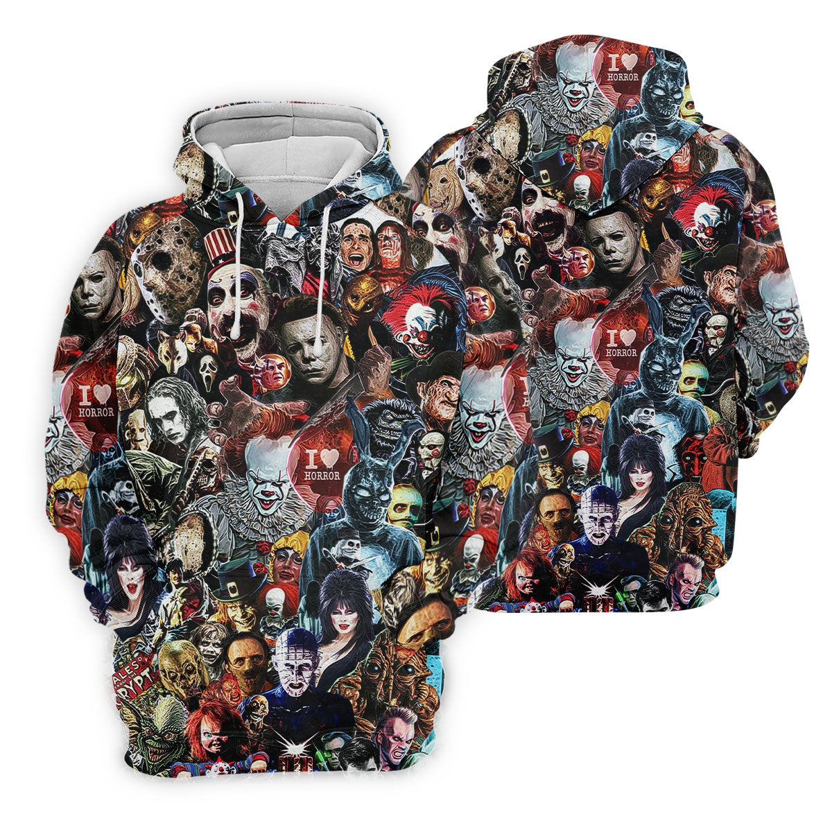 Classic Horror Icons Collage Halloween Golf Shirt, Mens Golf Polo, Printed Golf Shirts