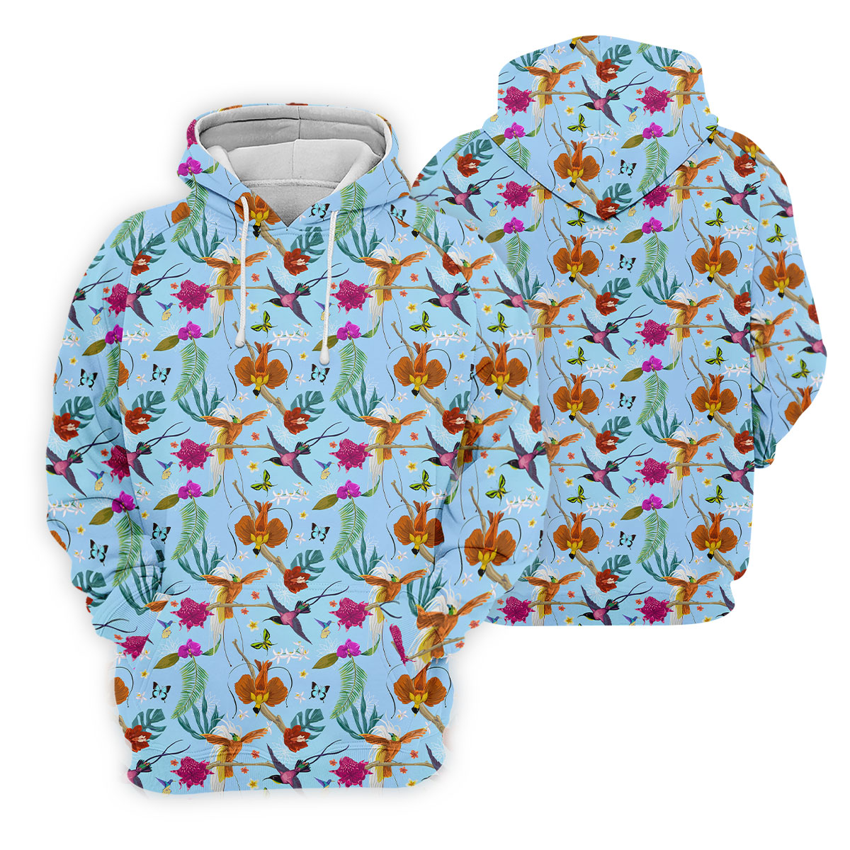 Hummingbird Paradise Golf Shirt, Tropical Flower Garden Pattern, Golf Shirt For Women