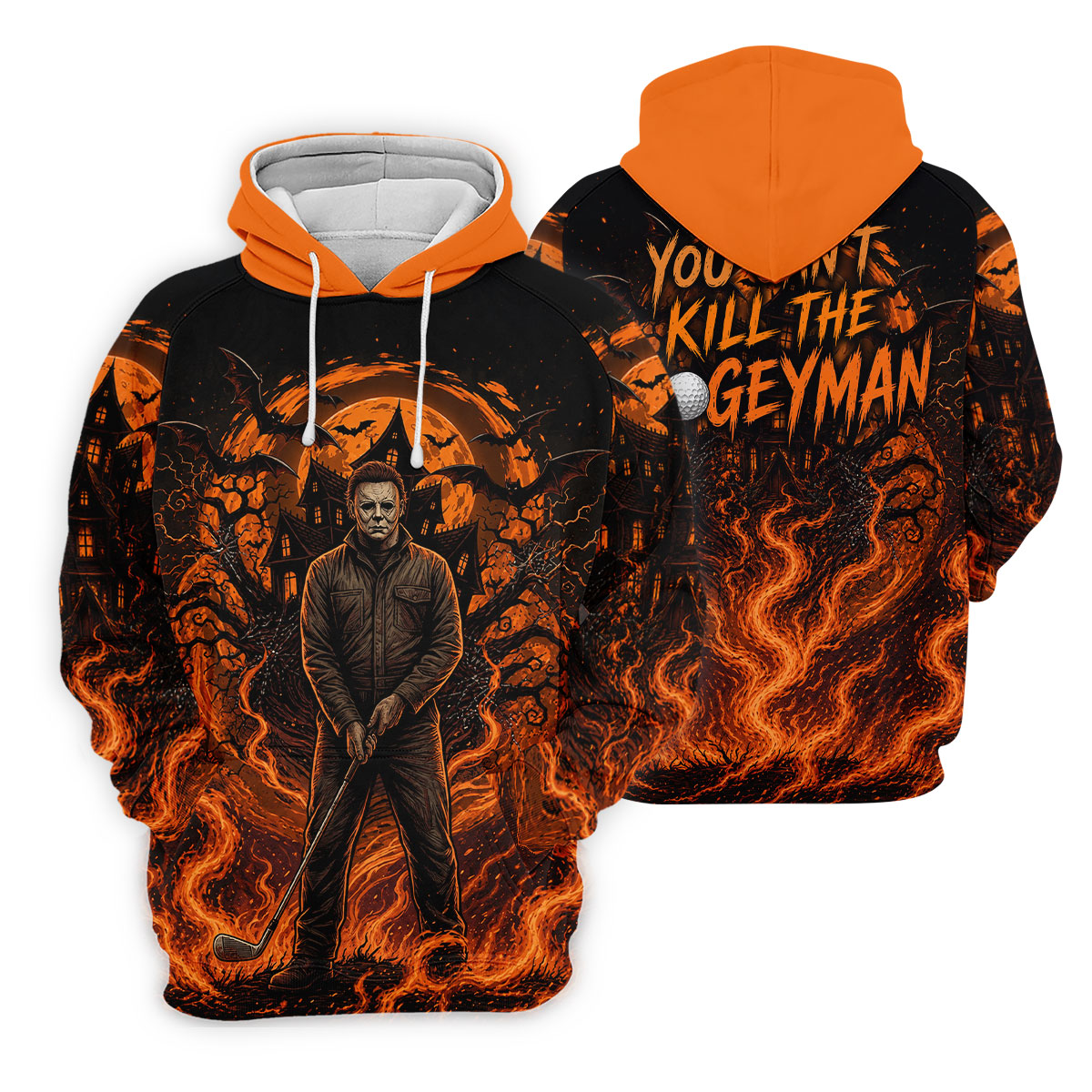 You Can't Kill The Bogeyman Halloween Golf Polo Shirt, Horror Character, Mens Golf Shirts
