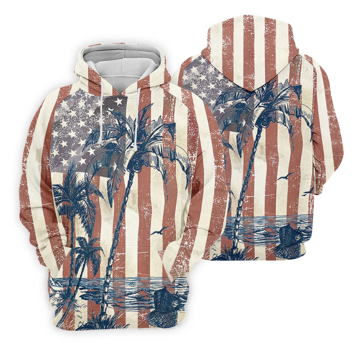 Hawaiian Theme Distressed US Flag Patriotic Golf Shirt, 250 Years 4th Of July Golf Shirt For Women