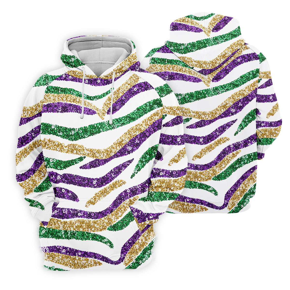 Purple Green Gold Sequin Pattern White Mardi Gras Golf Shirt, Women's Golf Tops, Ladies Golf Shirts